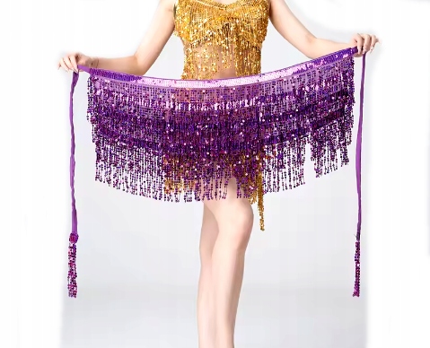 Chusta Do Tańca Brzucha Dla Kobiet Fioletowa Z Cekinami 124