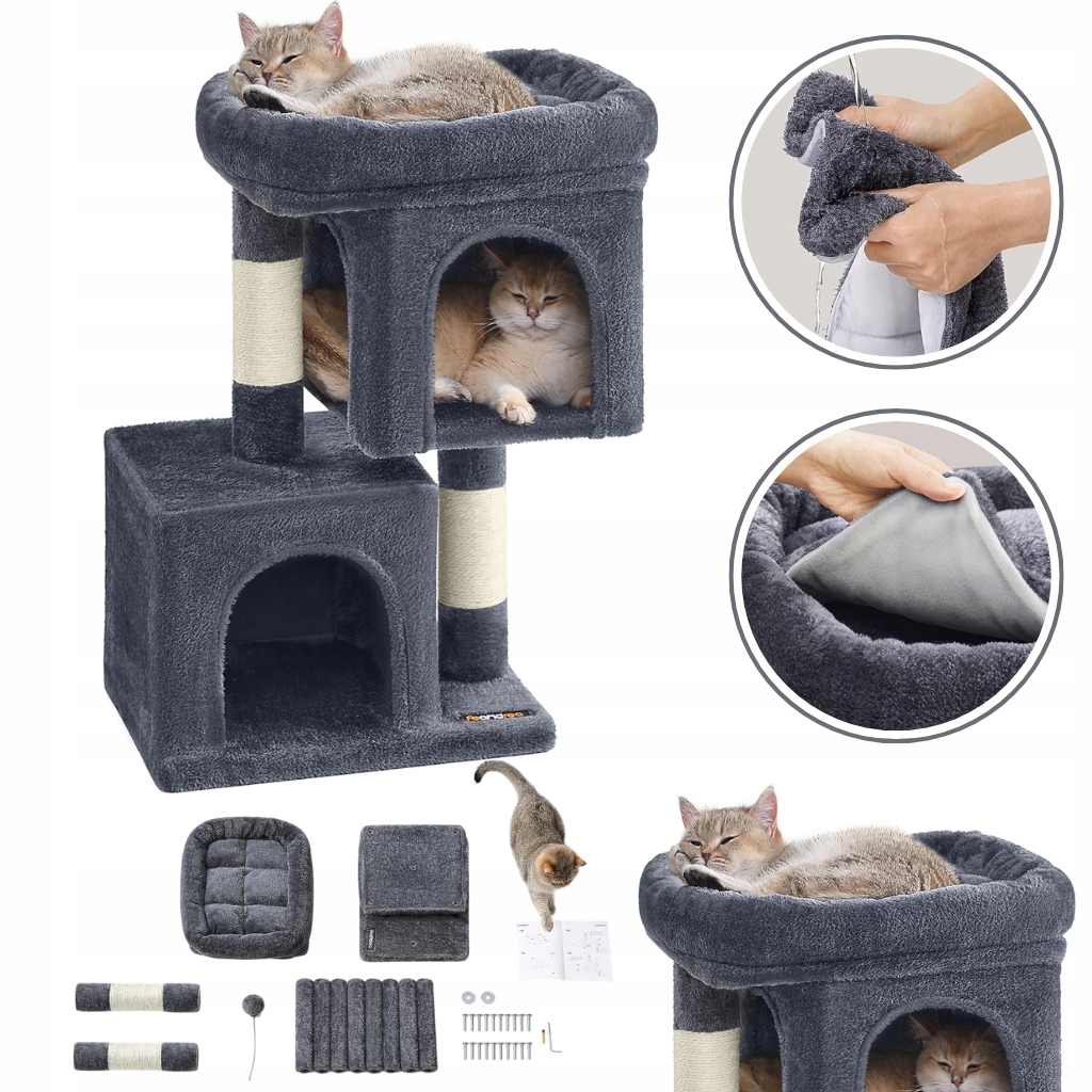 Drapak dla Kota Feandrea 2 Poziomy 67cm Jaskinie Platforma Sizal