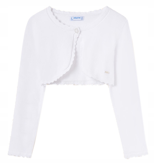 Bolerko Mayoral 332 sweterek trykotowy biały 152