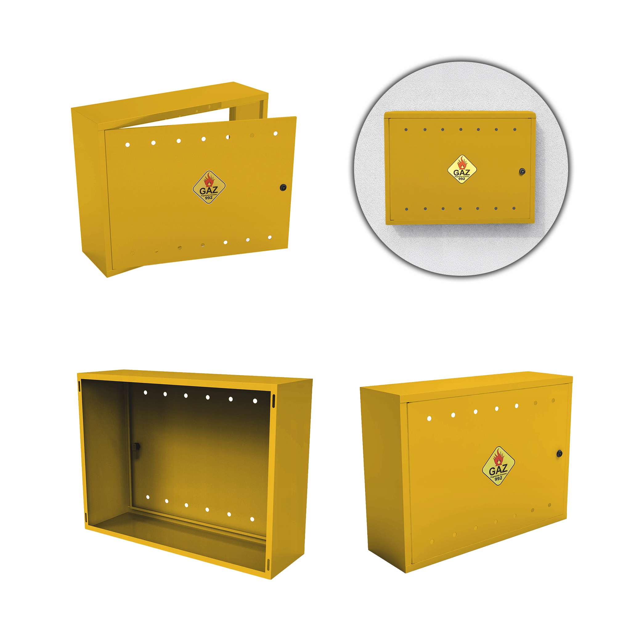 Plynová Skříňka 80x60x25 Žlutá Skříňka Na Plynový Ventil Ocelová