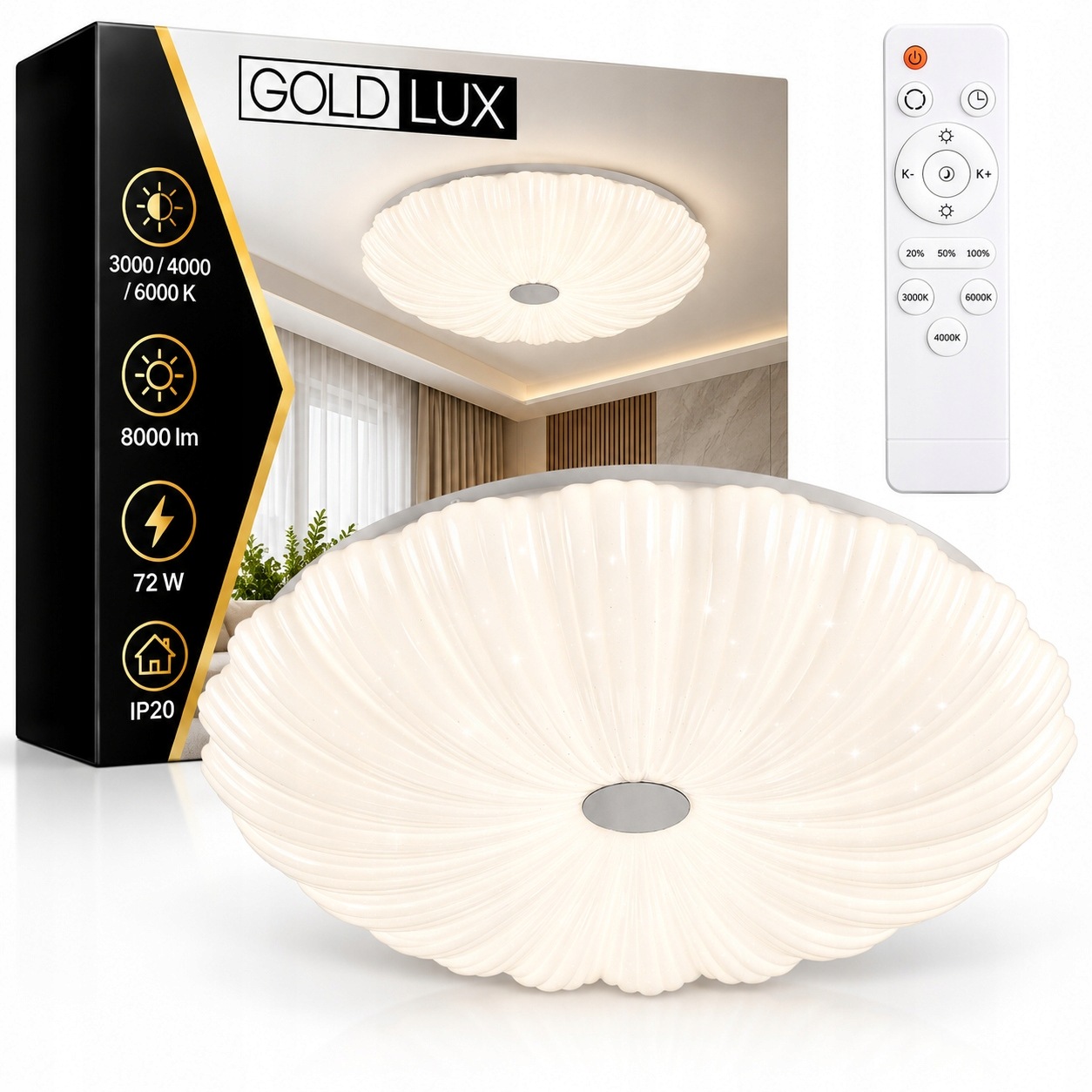 stropní svítidlo Led Stropní Svítidlo Svítidlo Flower 36W 3000K-6500K 48 cm Bílá Dálkový Ovladač