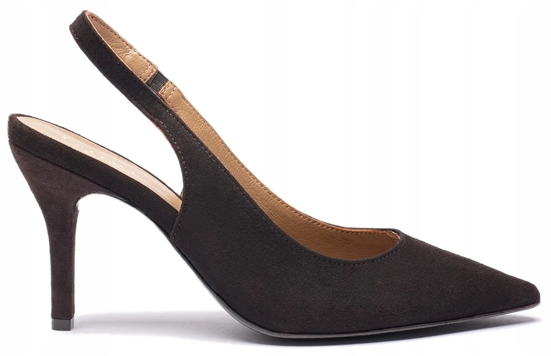 Lodičky Dámské Vysoké Podpatky Tmavě Hnědé Velurové Módní Ryłko 36