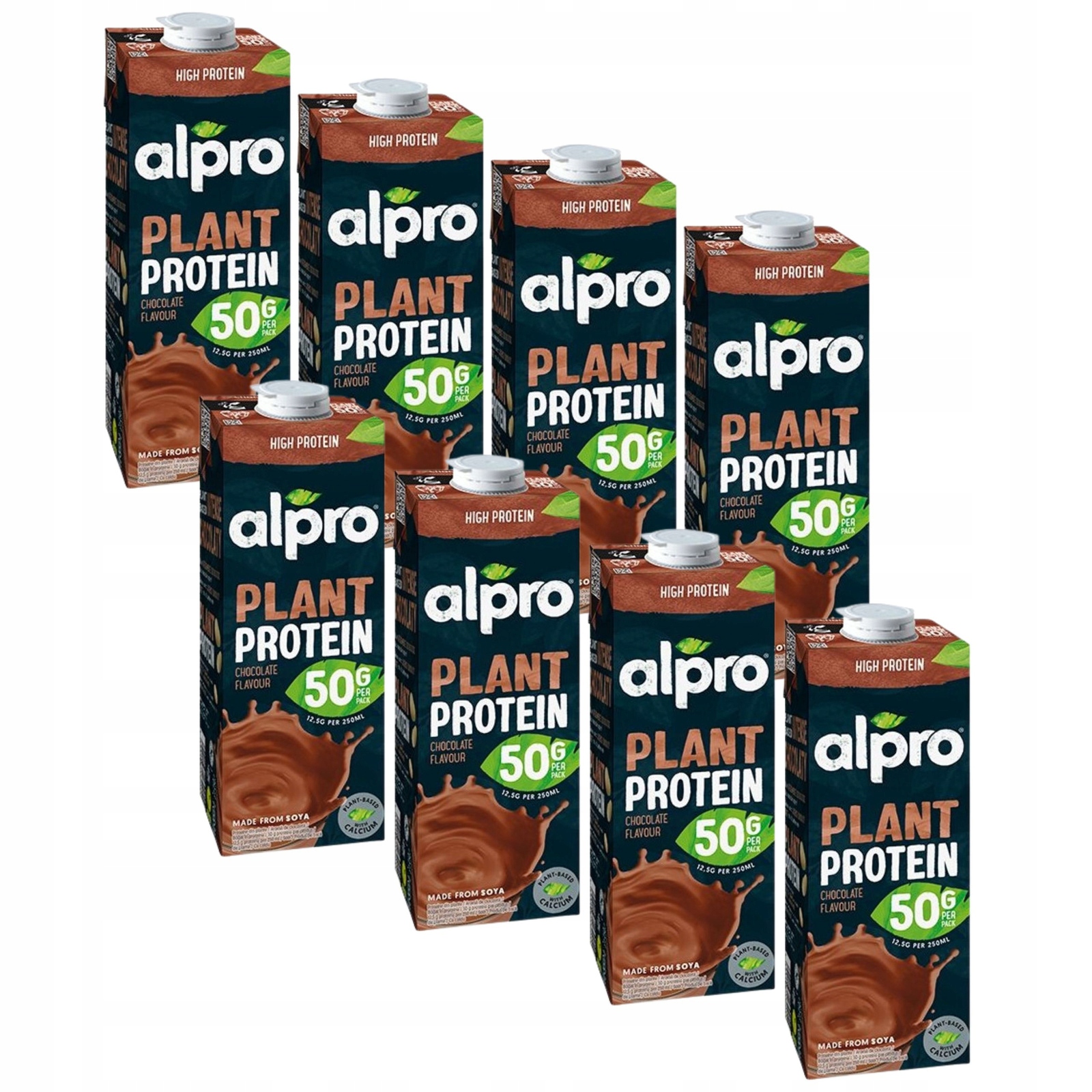 Zestaw Napój roślinny sojowy Alpro Plant Protein o smaku czekoladowym 8x1L