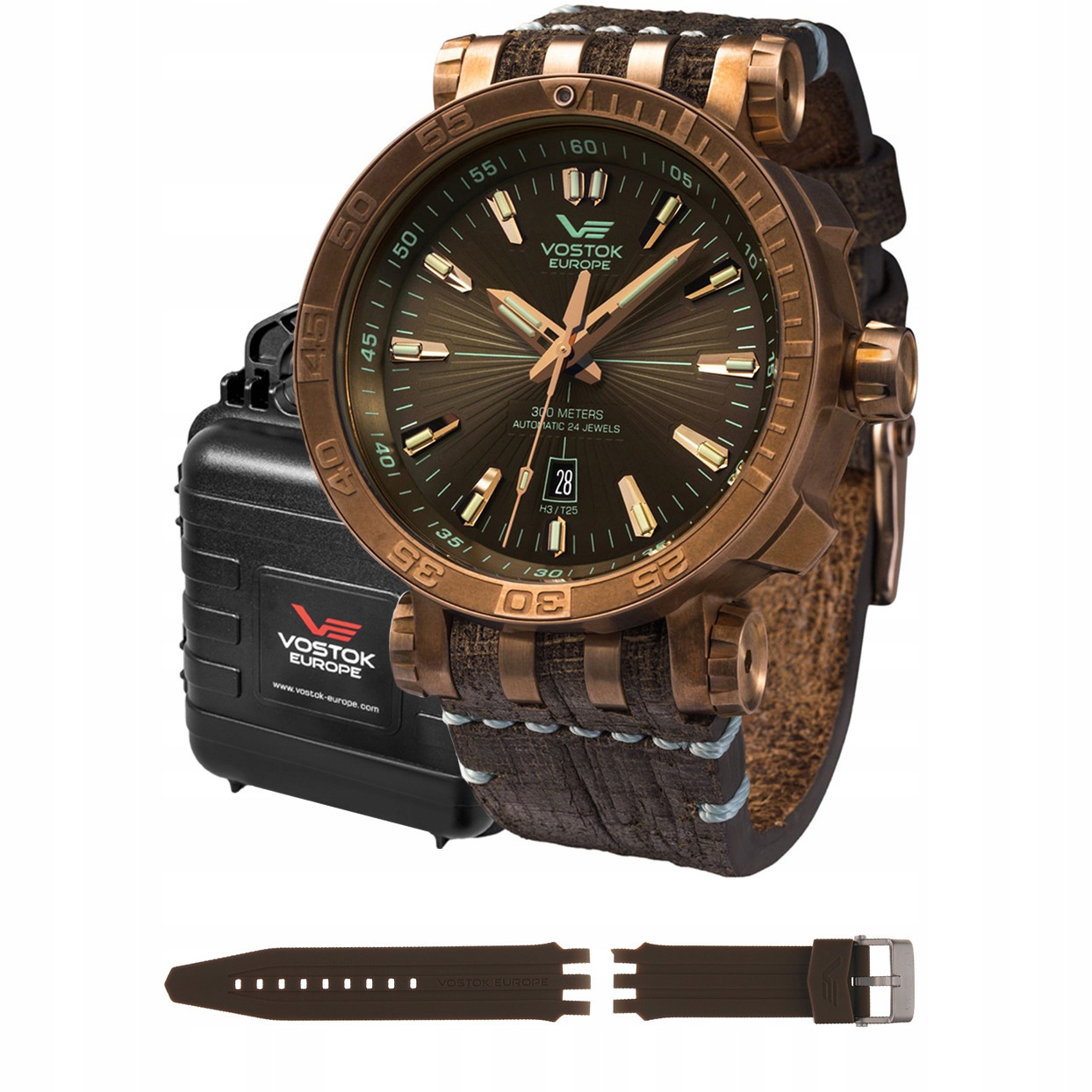 Pánské Hodinky Vostok Europe NH35A-575O285, hnědý řemínek