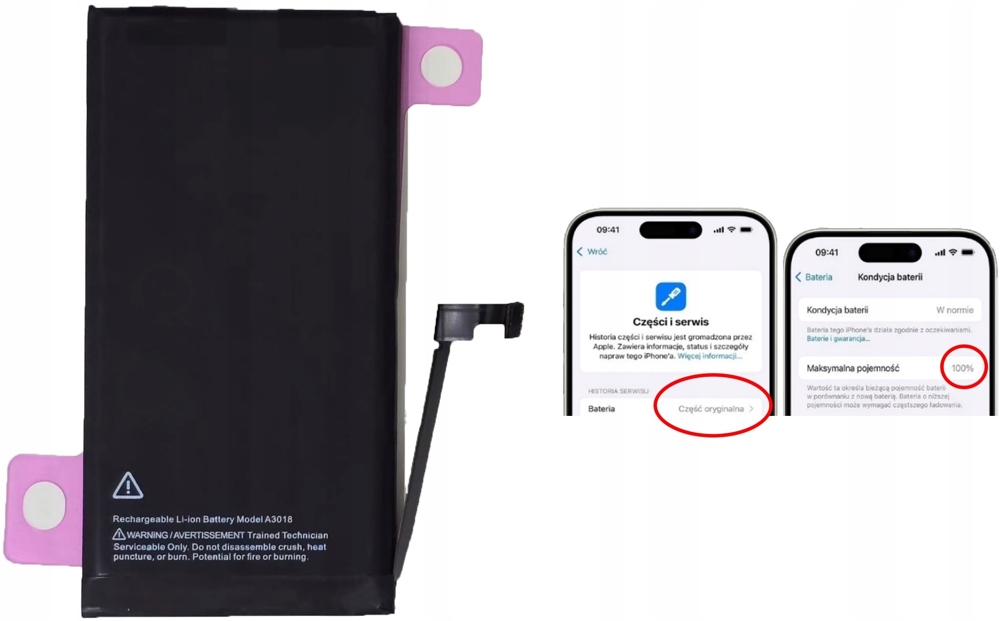 Bateria A3018 iPhone 15 3520mAh Większa Kondycja Bez Komunikatu
