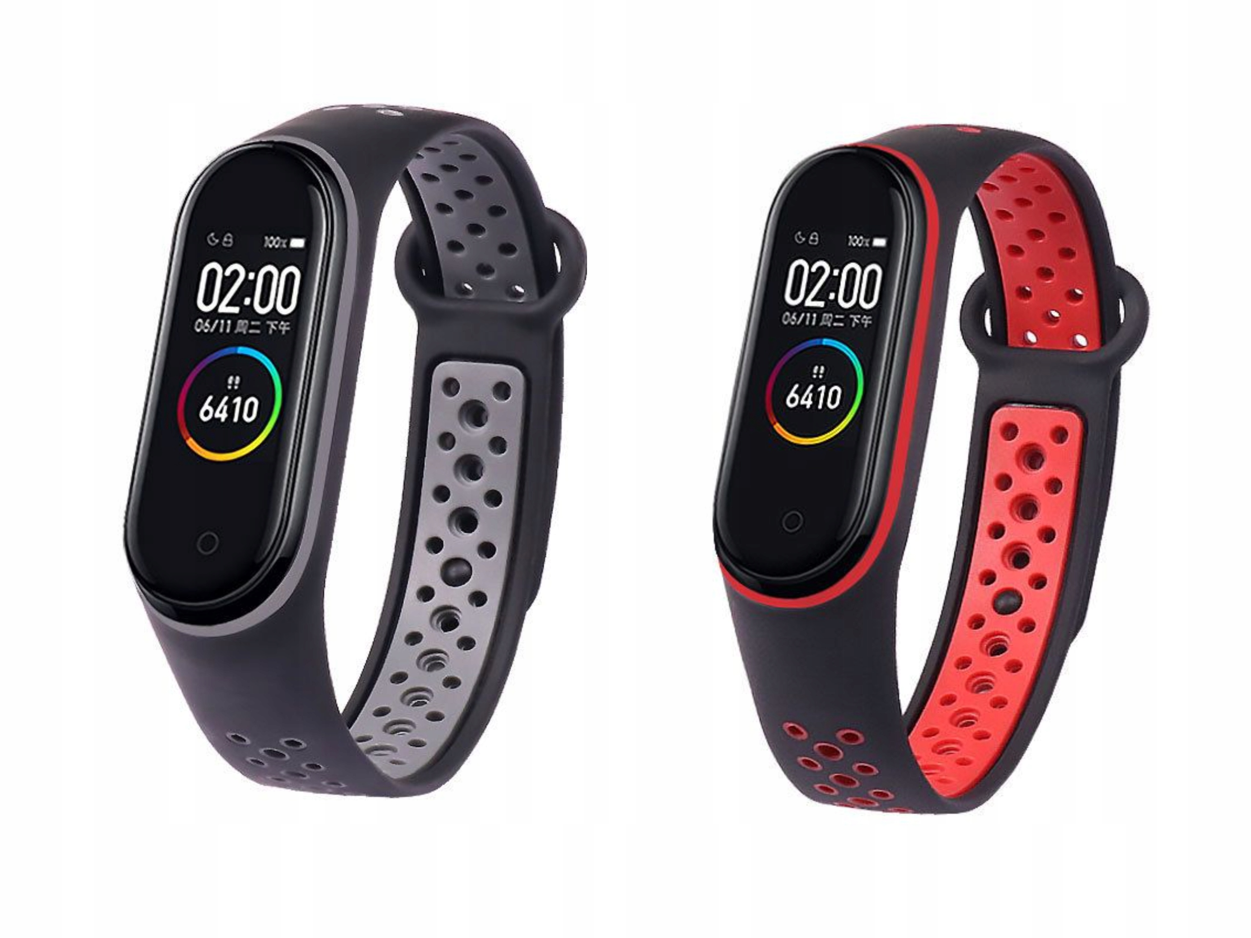 Pasek Opaska do Xiaomi Zamienna Mi Band 5/6/7 PERFOROWANA CZARNO-CZERWONA Model Xiaomi