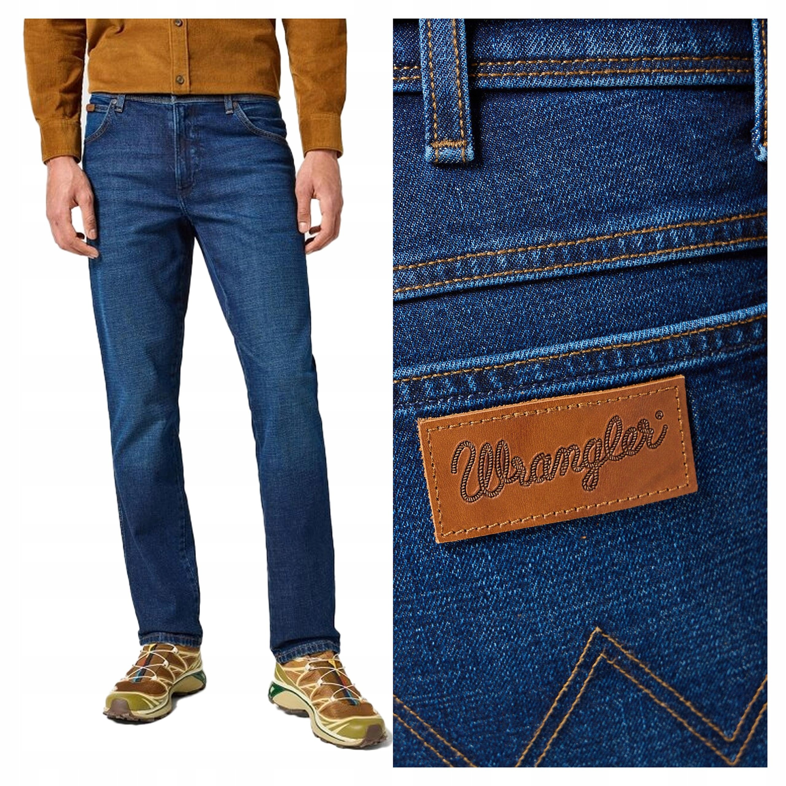 Pánské kalhoty Wrangler Texas Slim Tmavě modré Džíny Zúžené W33 L32