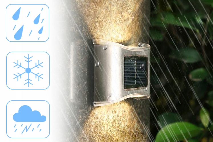 2xLAMPA SOLARNA LED ELEWACYJNA ŚCIENNA KINKIET LED Długość/wysokość 10 cm