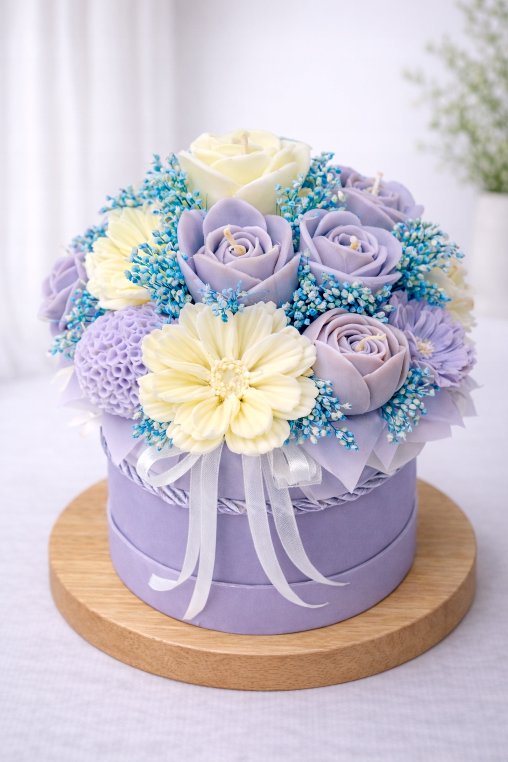 Flower Box Sójové svíčky Věčná kytice Dárek Narozeniny Jmeniny