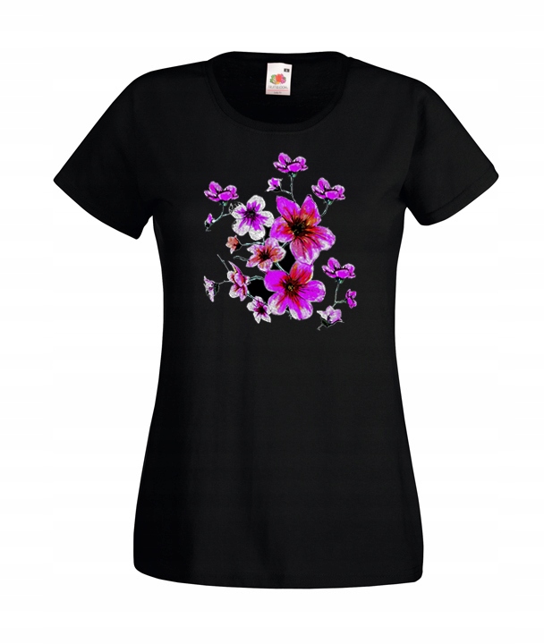 

XL Koszulka Damska Kwiaty Maki Folk Magnolia Wzor