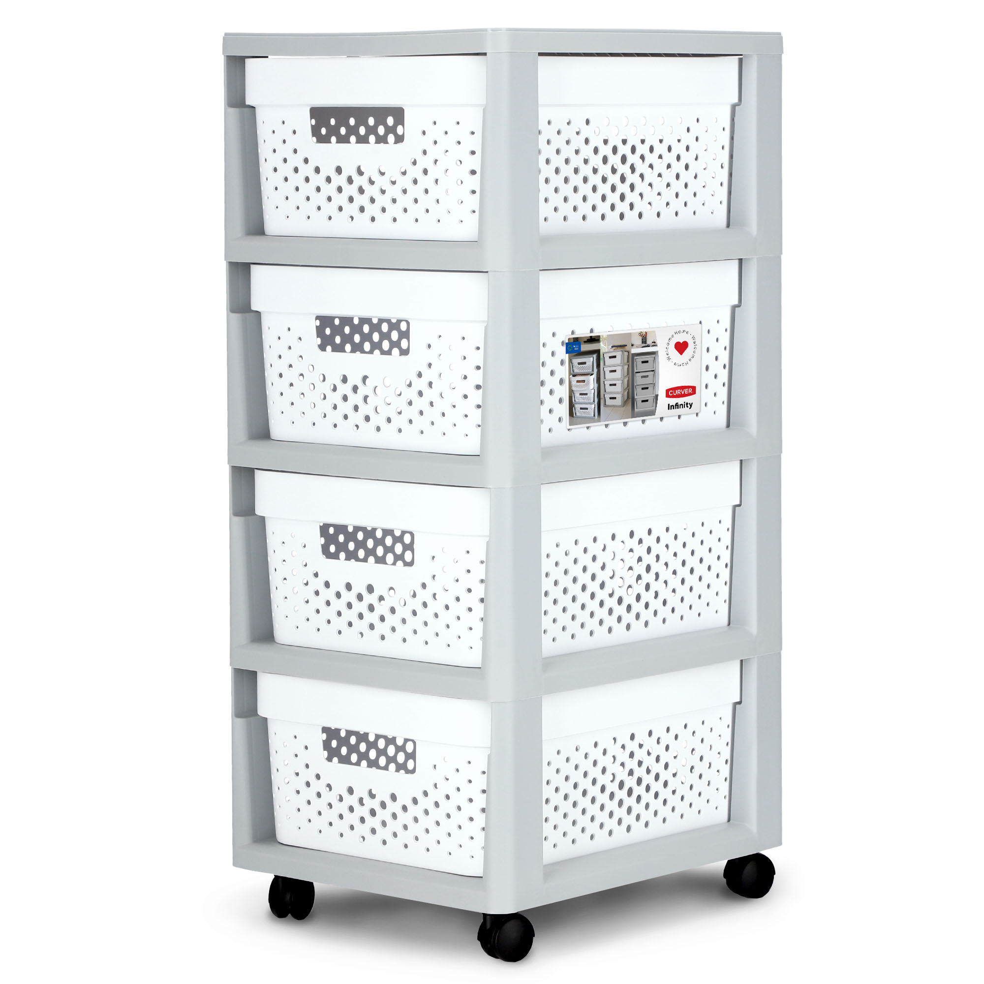 

Curver Regał Szary Szafka 4 Szuflady 4x11 L