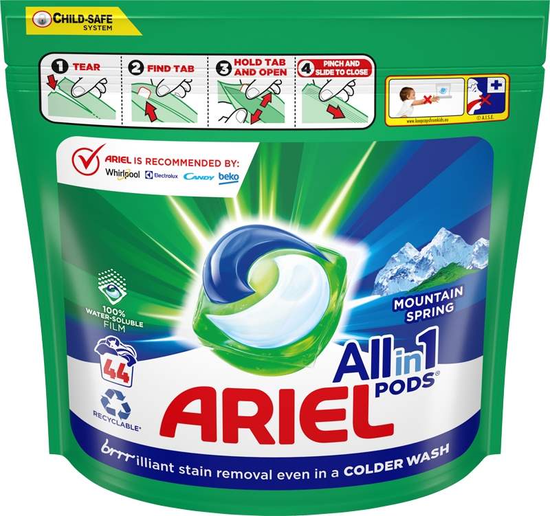 Levně Ariel All-in-1 Pods Moutain Spring Kapsle Na Praní, 44 Praní