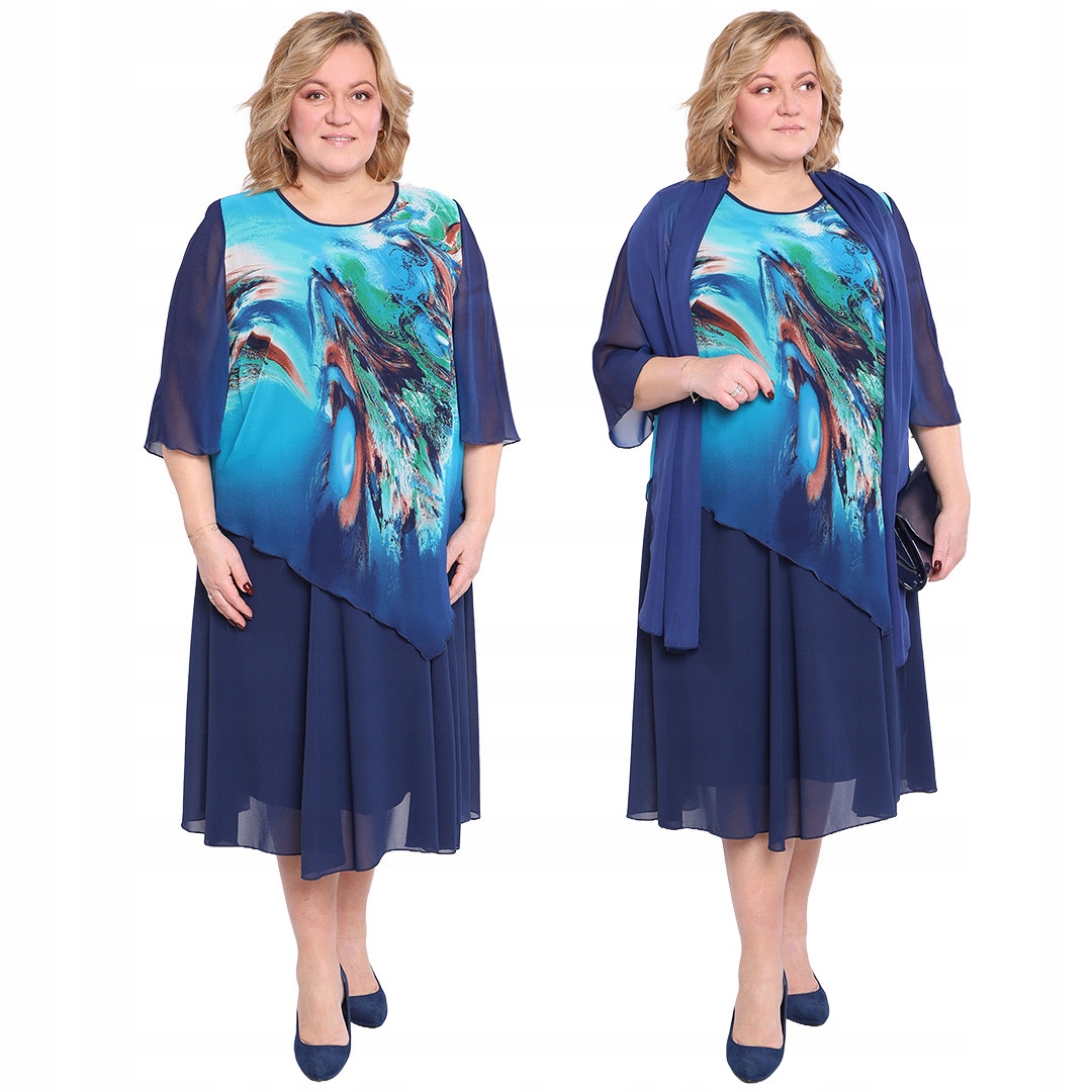 Tmavě modrá šaty s barevným vzorem 62