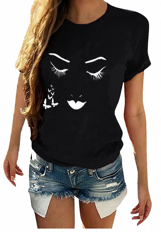 

T-shirt Koszulka Damska Z Nadrukiem Twarz L