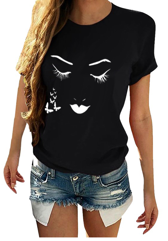 T-SHIRT KOSZULKA DAMSKA Z NADRUKIEM TWARZ XL