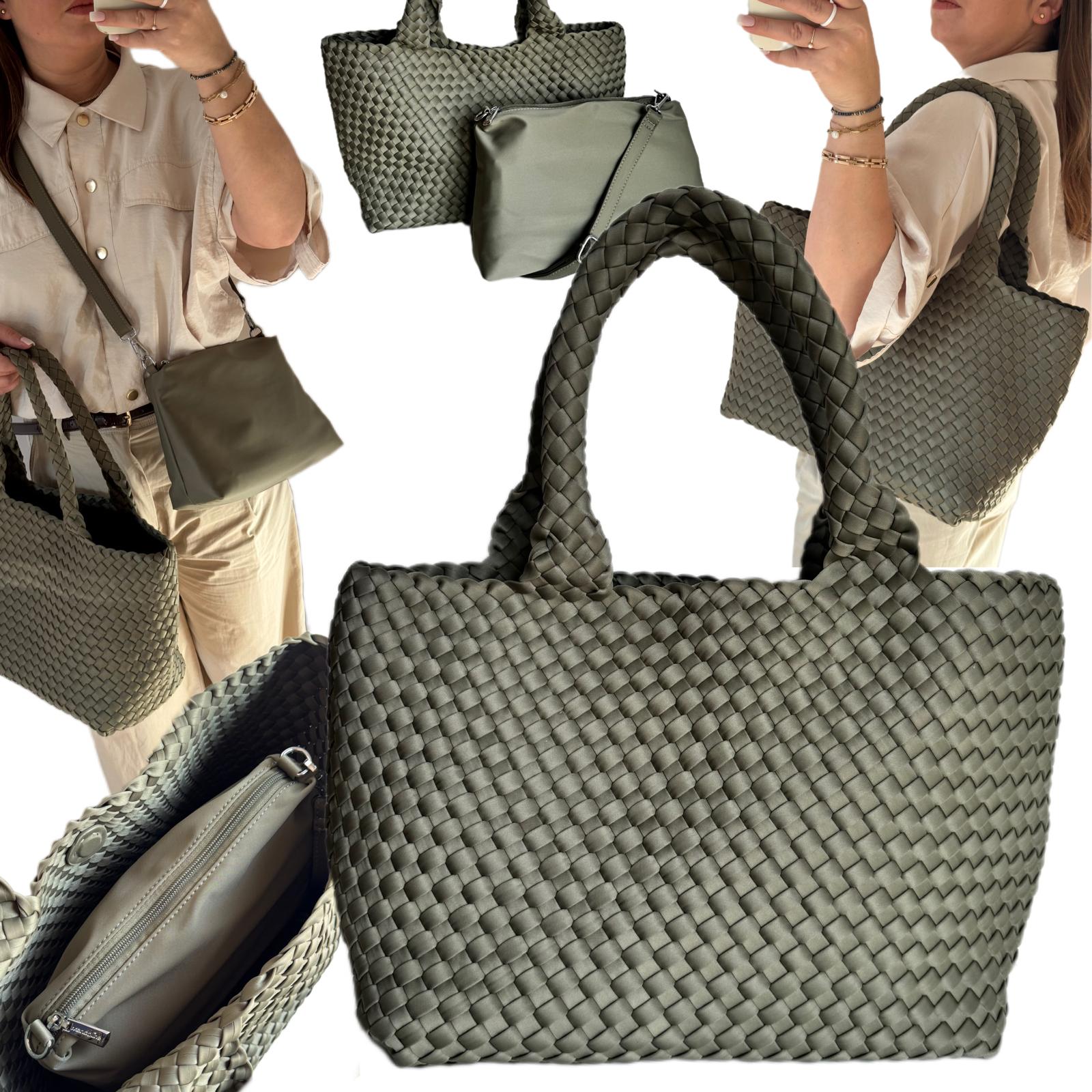 Dámská Dárek Kabelka Na Velikonoce Mandoline Zelená Shopper Pletenina