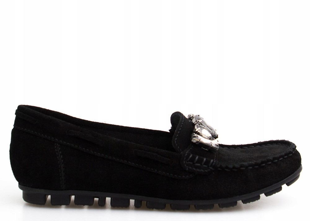 Černé Velurové Krásné Mokasíny S Ozdobami 37