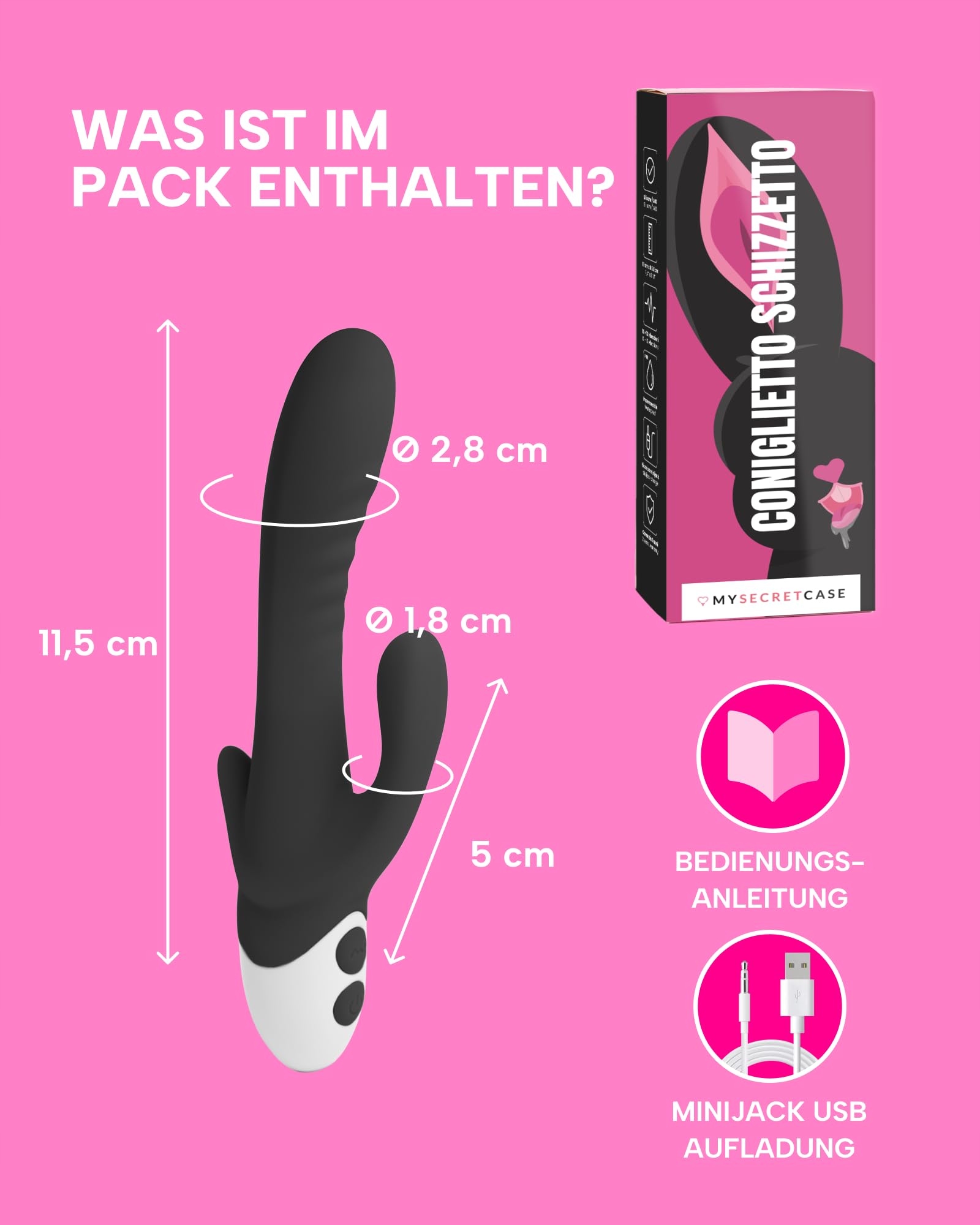 MYSECRETCASE 195cm G-Spot Vibrator 10 Modes USB Clitoral Stimulator — miniatura 5