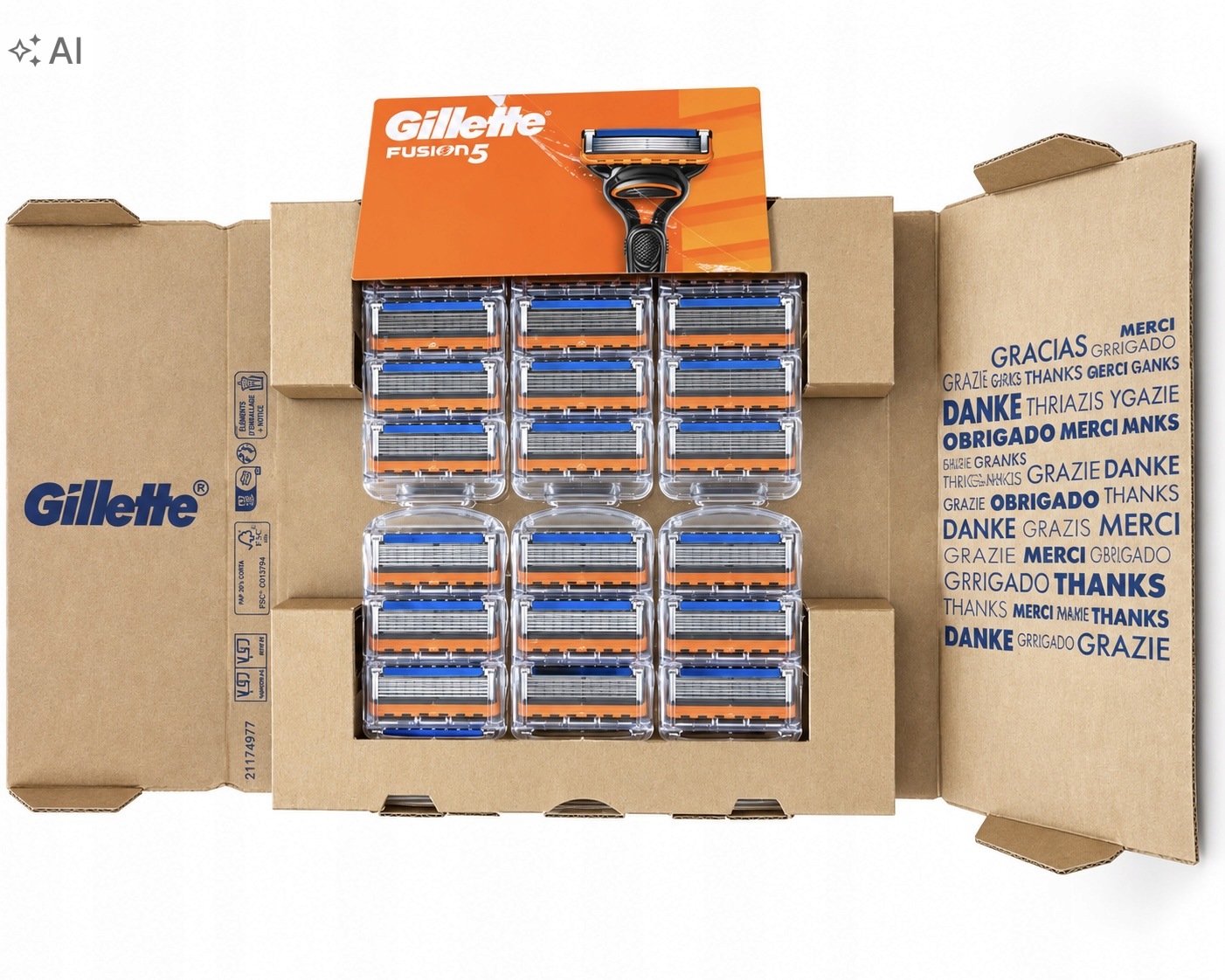 Gillette Fusion5 náhradní břity do strojku 20 ks 5 břitů Defect