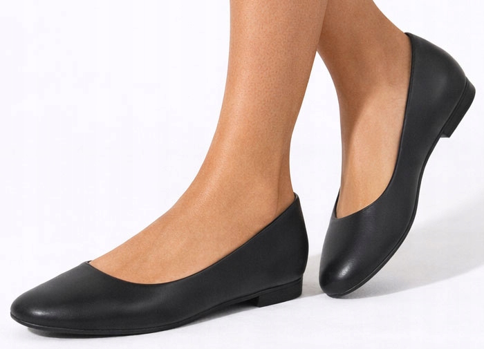 9277 CZARNE DAMSKIE KLASYCZNE BALERINKI SKÓRZANE WSUWANE