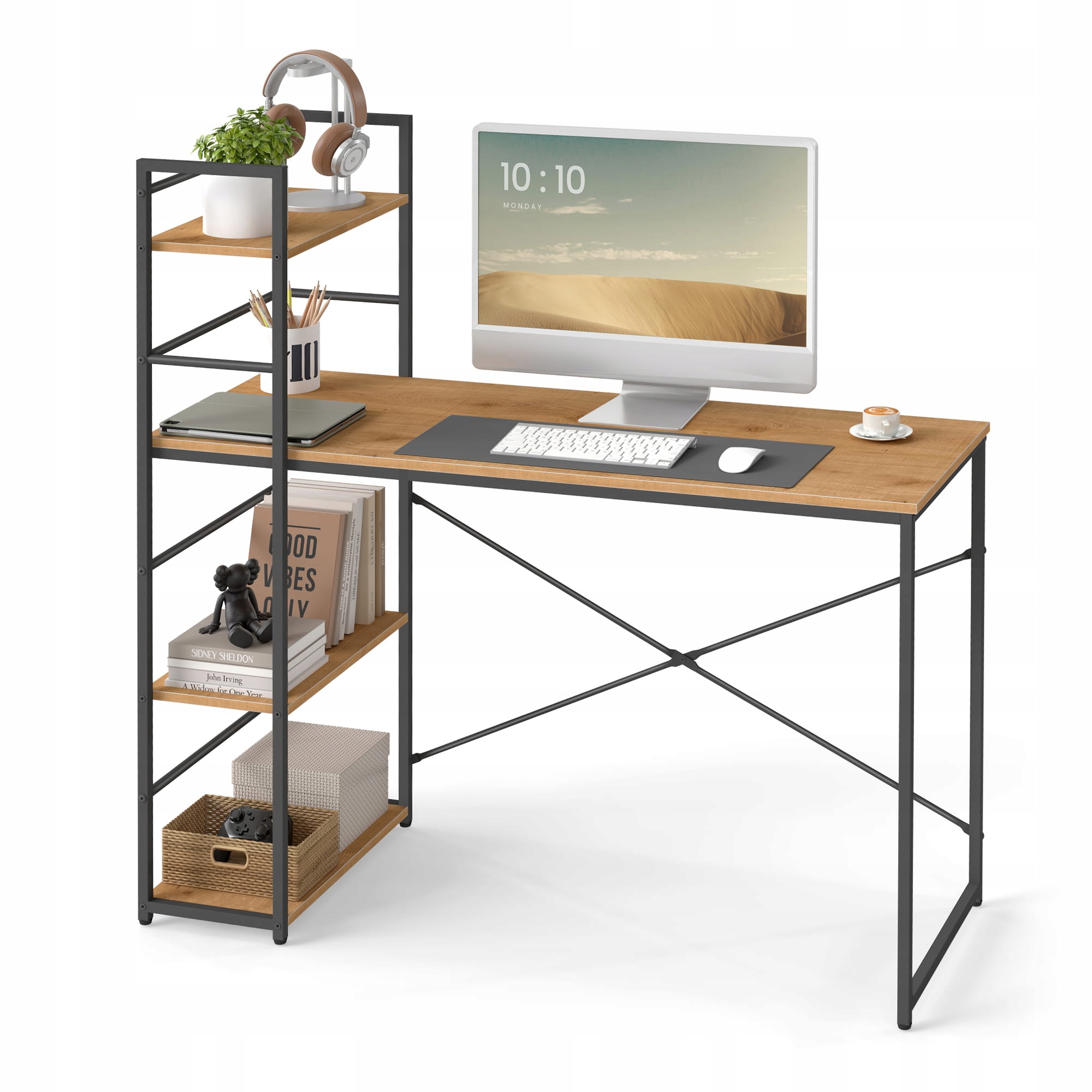 Počítačový stůl dub a černá barva, šířka 120 cm