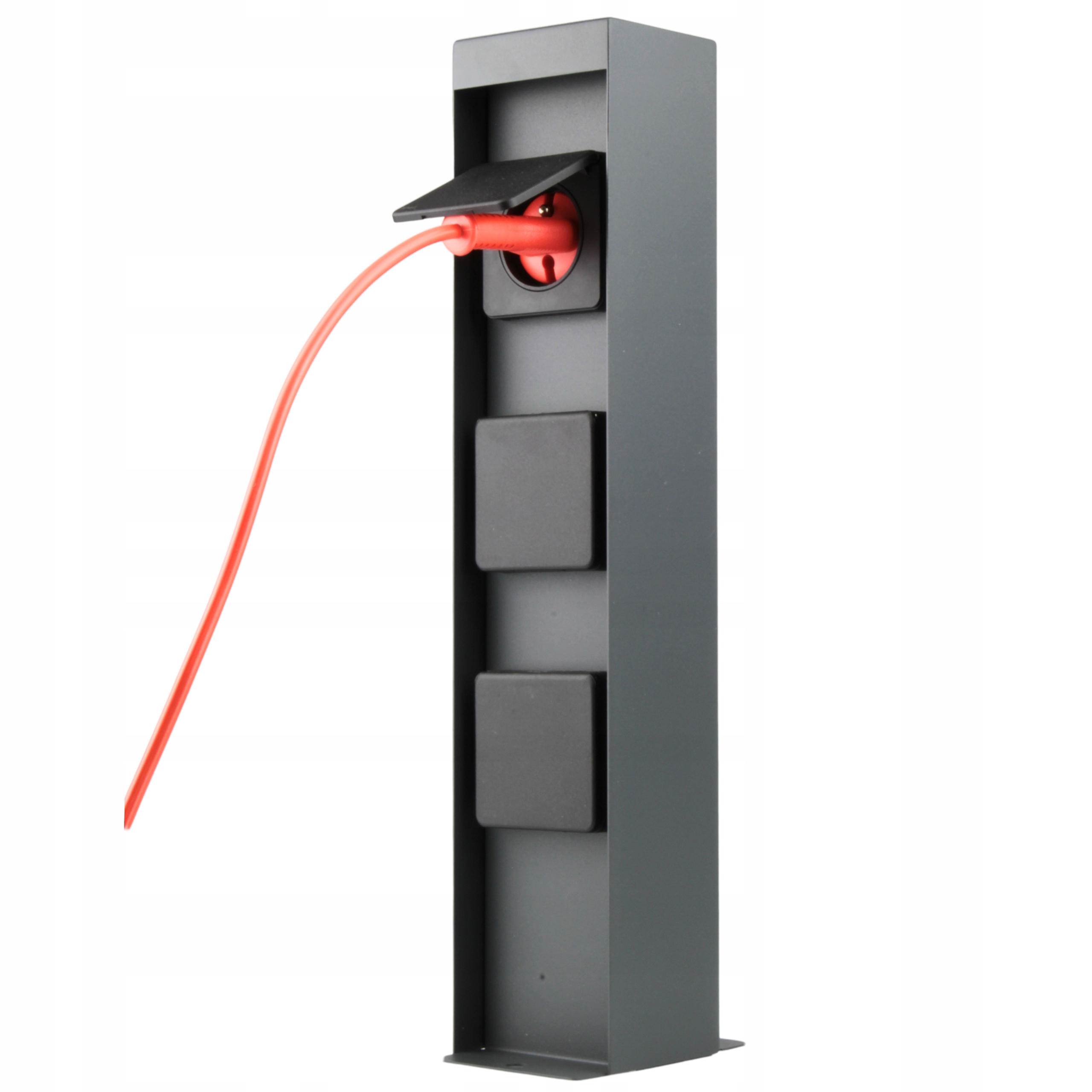 Elektryczny Słupek Ogrodowy Zasilający z Trzema Gniazdami 230V Antracytowy