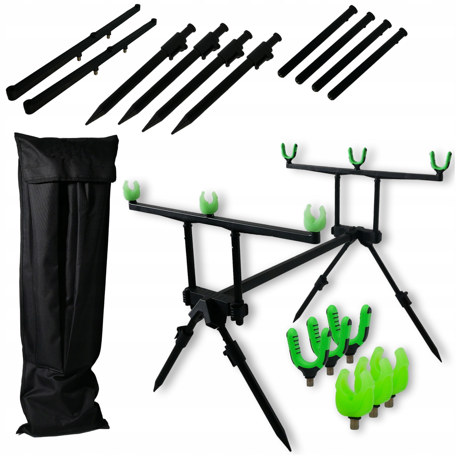 STATYW WĘDKARSKI ROD POD STANOWISKO KARPIOWE FEEDEROWE SOLIDNY + 6 WIDEŁEK