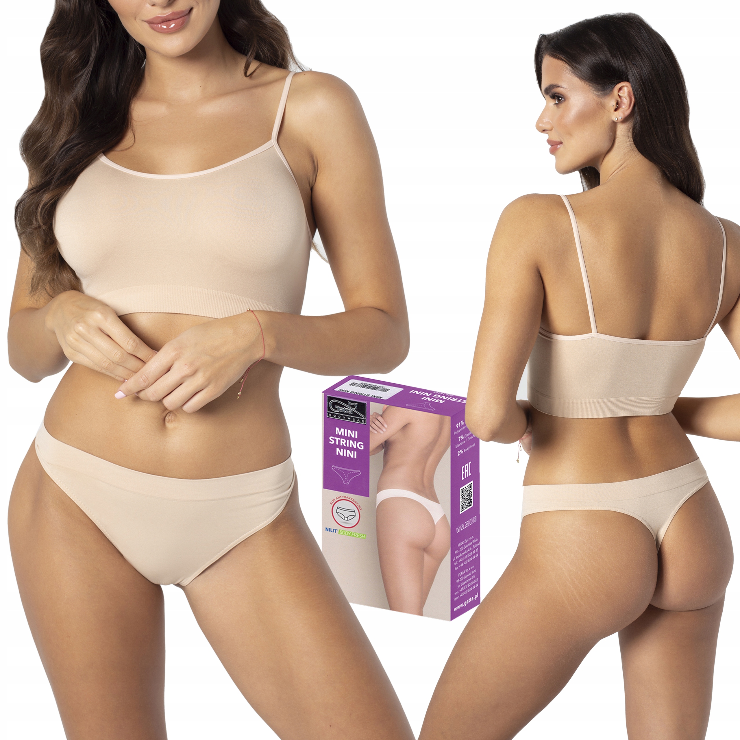 

Mini String Nini majtki Gatta bezszwowe natural M