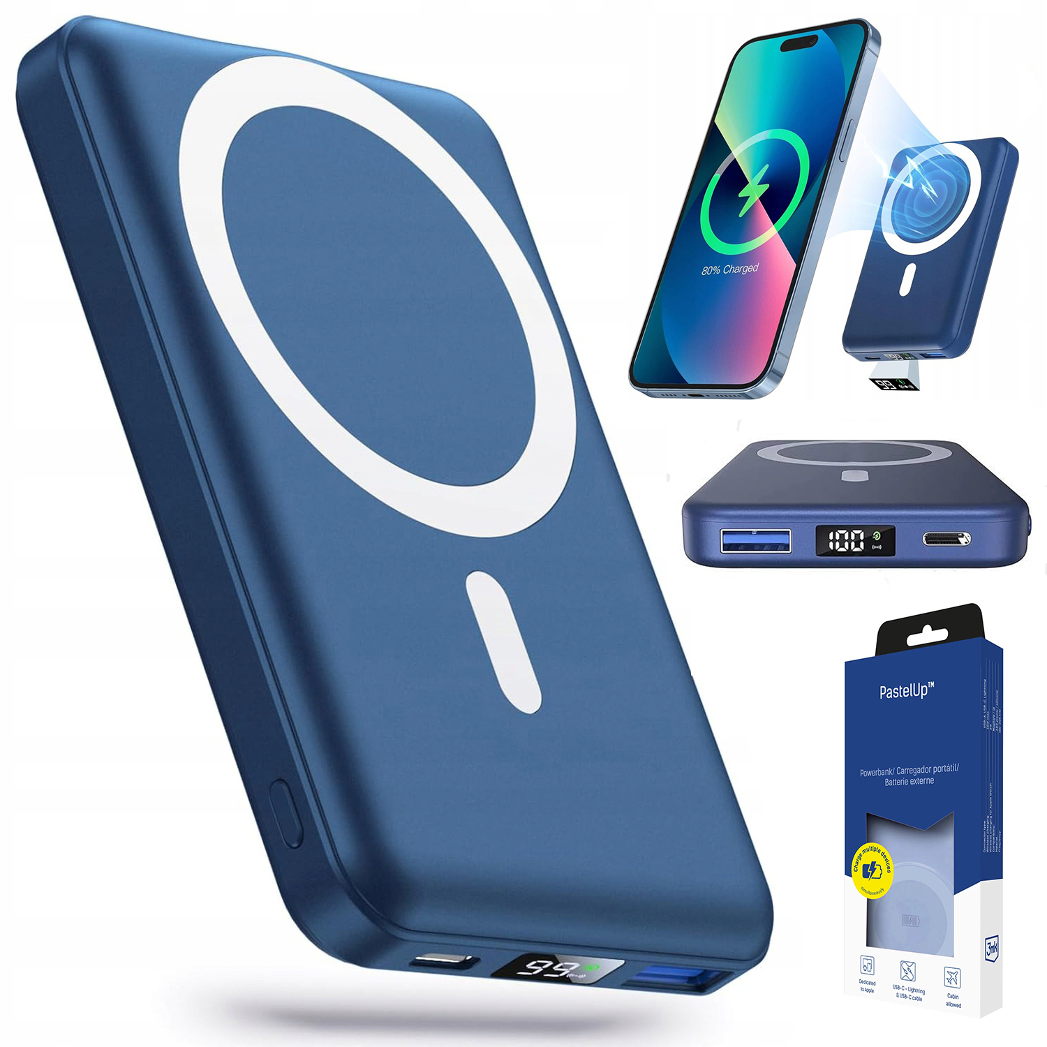 Powerbanka Magsafe 10000 mAh Bezdrátová Magnetická Pro Iphone Usb-c Kabel