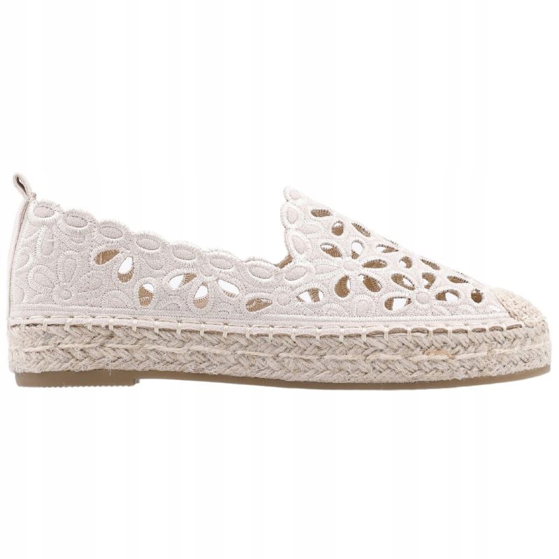 Espadryle damskie ażurowe wsuwane platforma beżowe Rozmiar 39