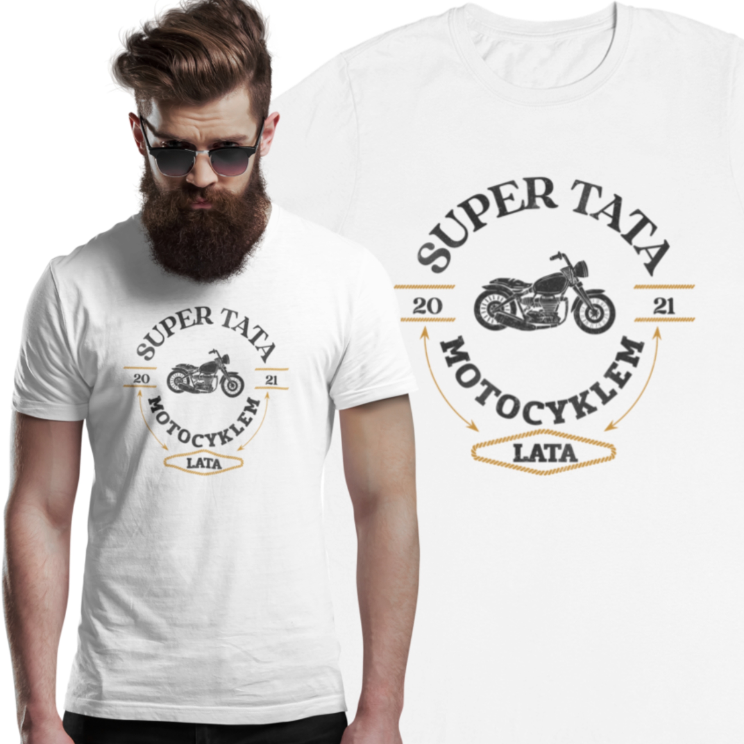 

Koszulka Męska Tata Motocyklem Lata
