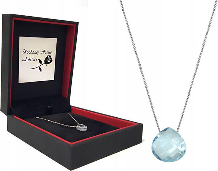 Stříbrný náhrdelník 925 přívěsek řetízek topaz topazem na Valentýna