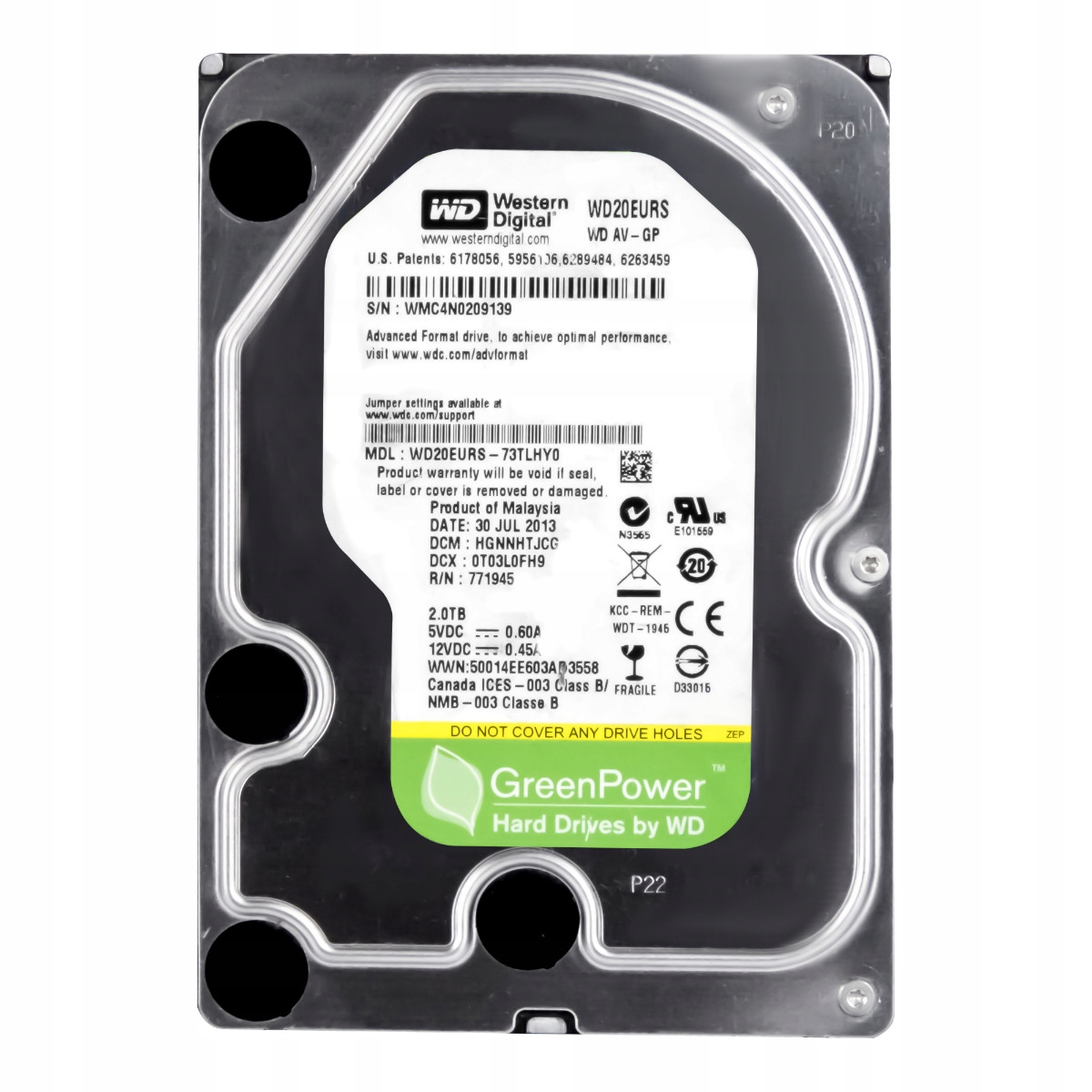 Pevný disk Wd Green WD20EURS 2TB Sata II 3,5"