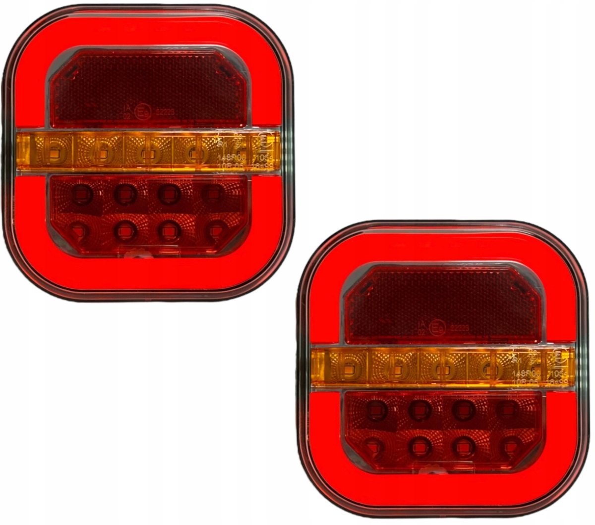 Sada 2x Led sdružená zadní světla Neon malá čtvercová pro přívěs 12V 24V