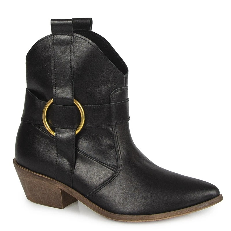 Nicole 2981 Kotníkové Boty Kovbojské Boty Jarní Kůže Lico Černé 40