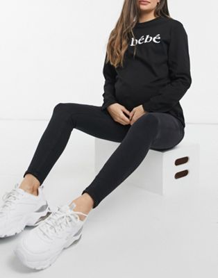 WEDNESDAY MATERNITY JEANSY CZARNE Z GUMKĄ 30 1ASF