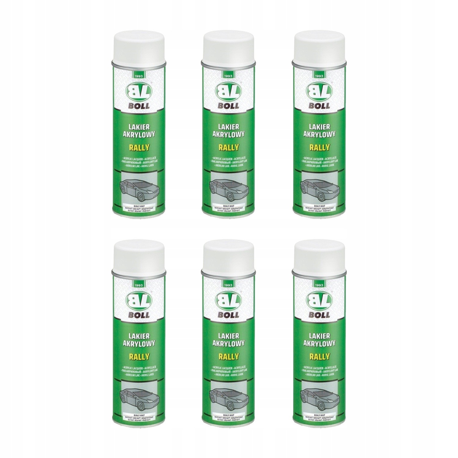 6x Boll lakier akrylowy biały rally mat 500 ml