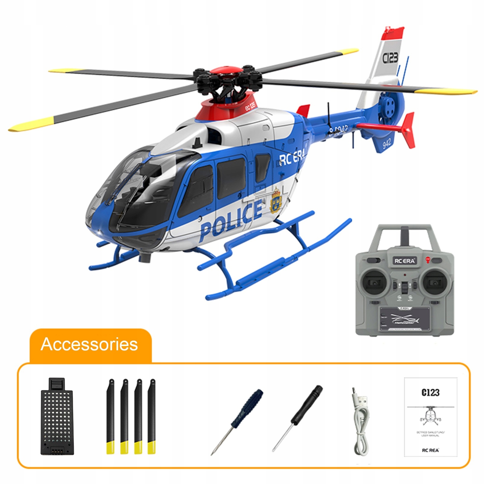 Rc Era Helikoptéra C123 EC135 1:36 2.4G 6CH 6-osý gyroskop modrý