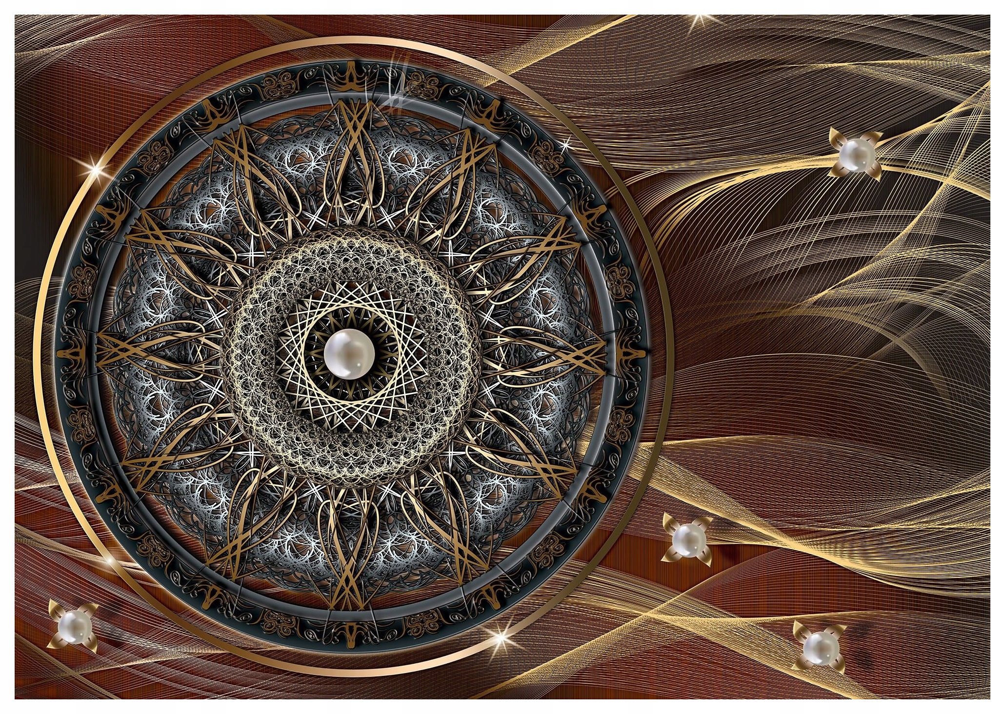 Fototapeta vlies Mandala Kryštály Perly Lesk Abstrakcia 368x254 lepidlo