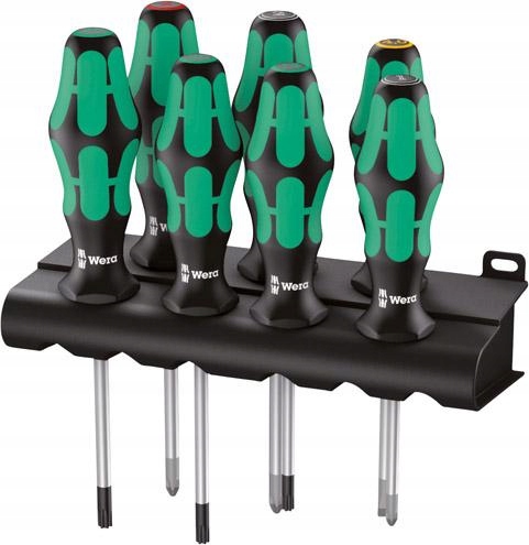 Sada šroubováků Wera – ploché, Ph, Pz, Torx, 6 ks, řada 335/350/367/7 Kraftform