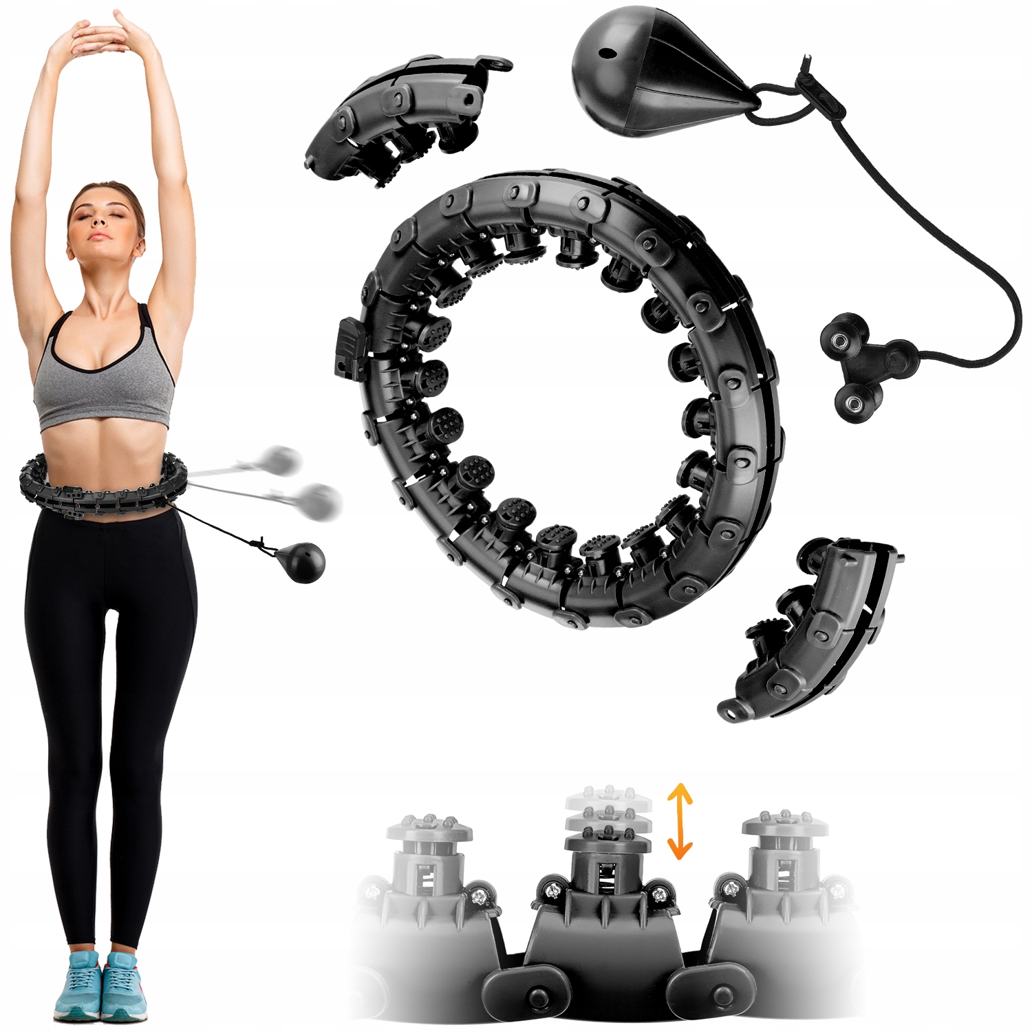 HULA HOP Z OBCIĄŻENIEM ODCHUDZAJĄCE REGULOWANE Z WYPUSTKAMI QUEENFIT