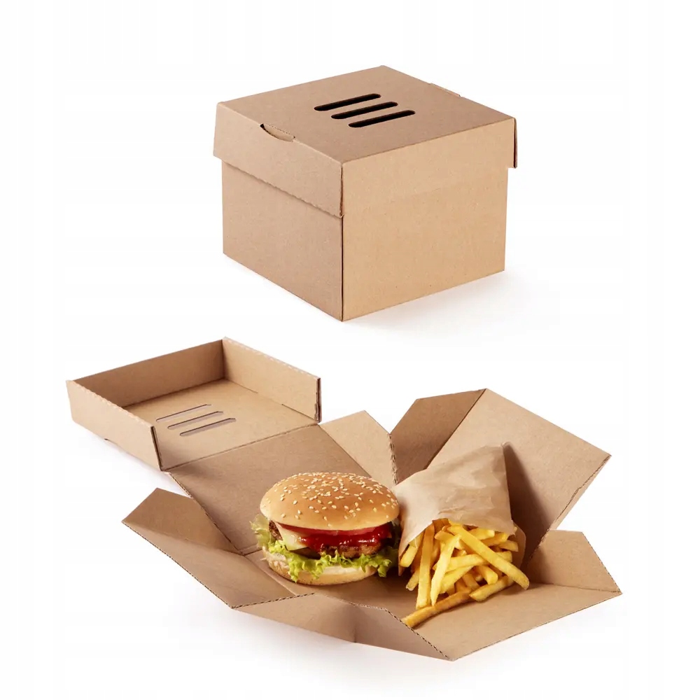Burger box 15x15 rozkládací silný jednorázový bez Sup vysoký Eko 100 ks