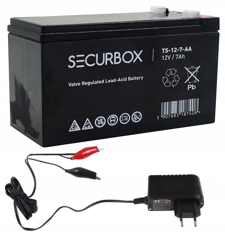PASTUCH ELEKTRYCZNY AKUMULATOR 12V BATERIA + ŁADOWARKA 7AH ZASILACZ Pojemność 7 Ah
