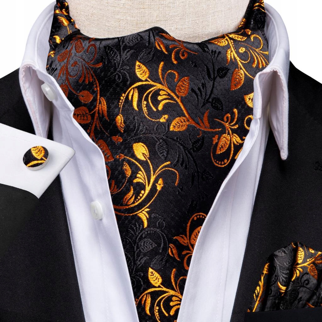 Hedvábný fularový kravat Ascot Žakárový módní set