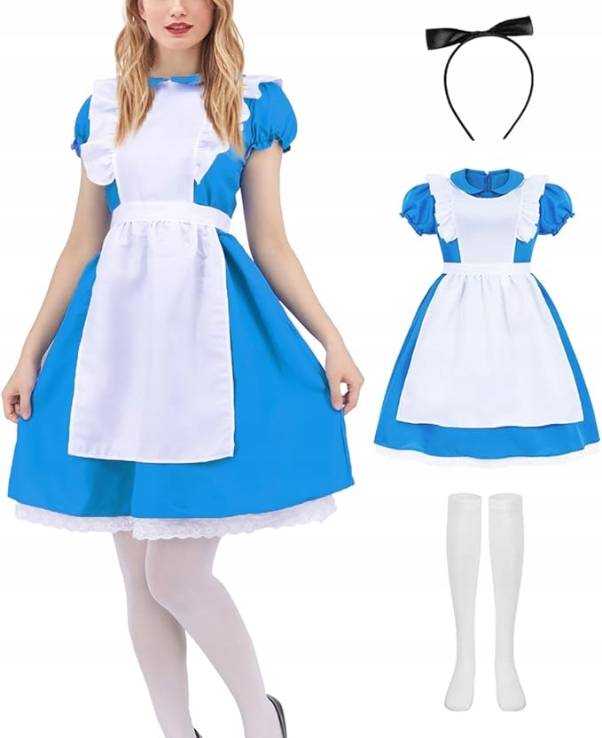 Dámský Kostým Cosplay Alenka V Říši Divů Kostým Pokojské XL
