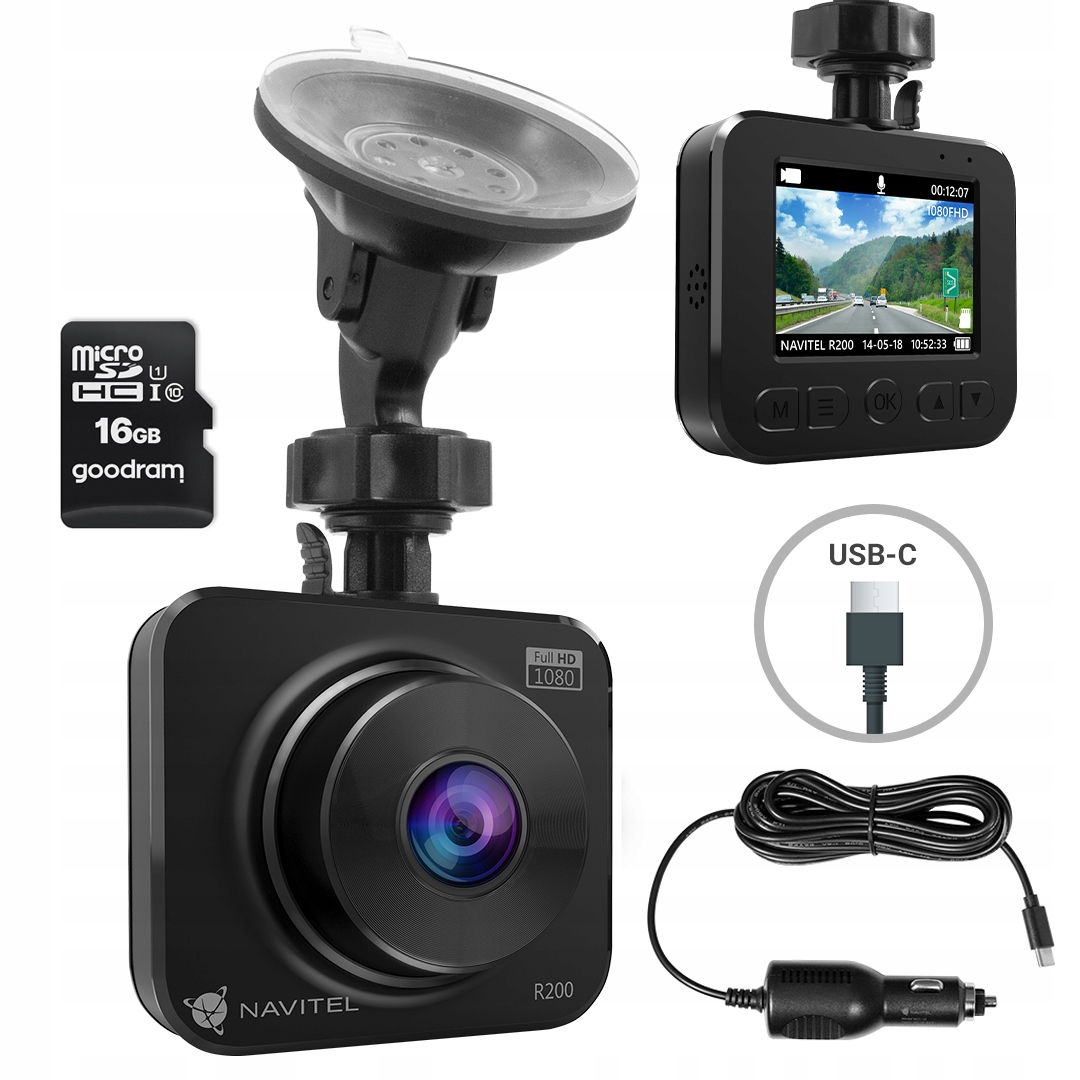 Wideorejestrator Navitel R200NV Tryb parkingowy+ karta 16 Gb Goodram