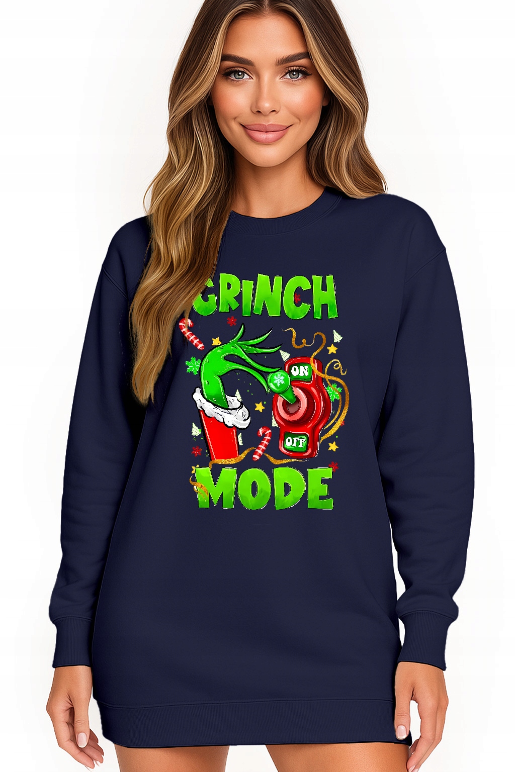 Mikina Vánoční Oversize Šaty Grinch Mode On Dárek Vánoce XL