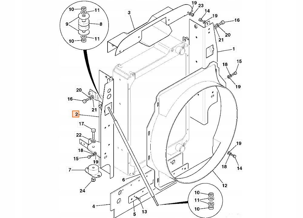 МОНТАЖНА ПЛАНКА РАДІАТОРА ПРАВА 335/07331 JCB 714