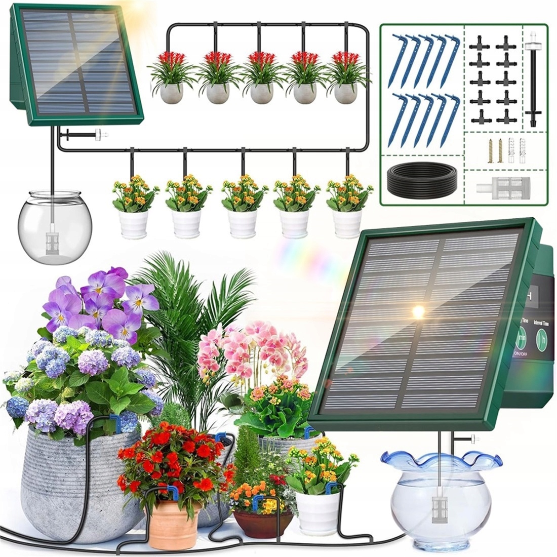 Automatický samozavlažovací solární zavlažovací systém na vodovodní kohoutek