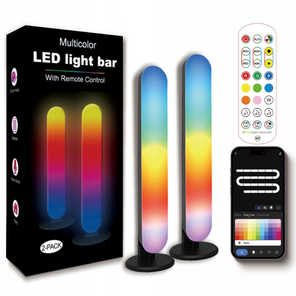 Sada 2 Stolních Lamp Rgb Led, Aplikace Tuya Pro Monitor, Usb Televizor